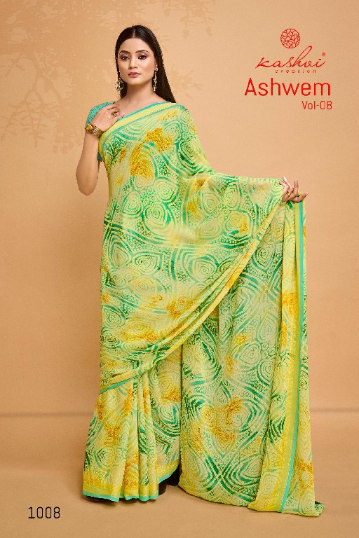 Kashvi Ashwem Vol-8 Wholesale Dull Moss With Satin Border Sarees