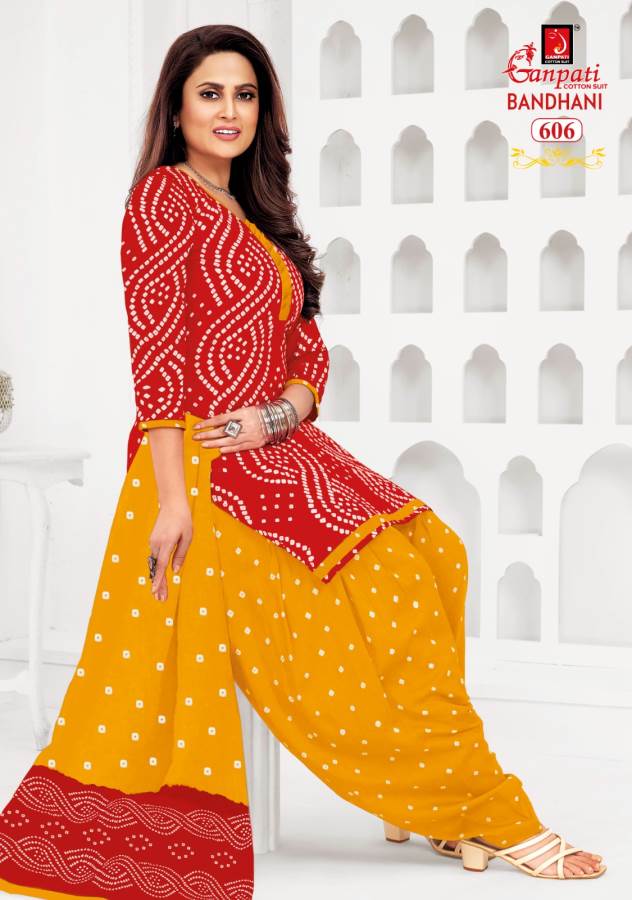 Ganpati Bandhej Vol-6 Wholesale Cotton Printed Patiala Dress Material