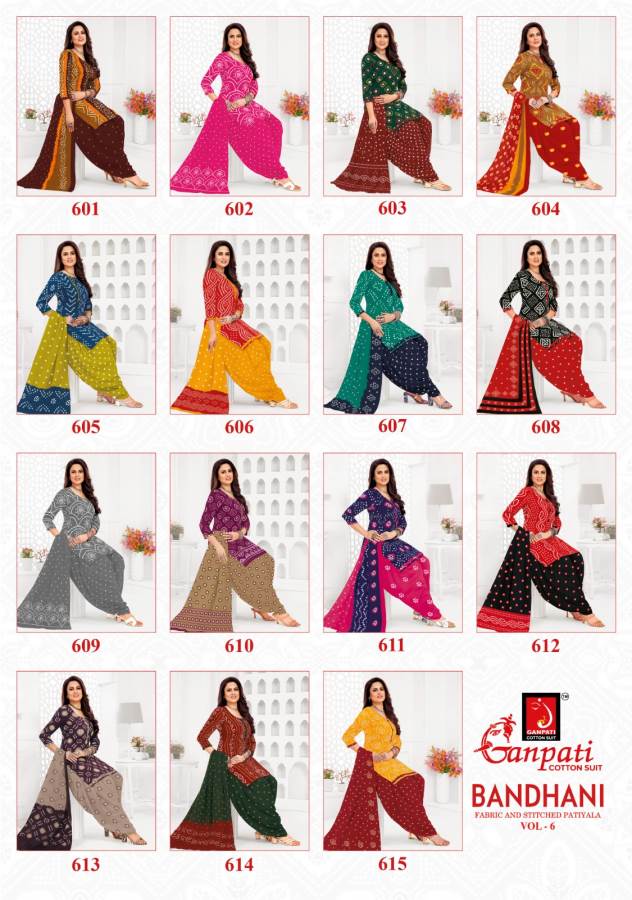 Ganpati Bandhej Vol-6 Wholesale Cotton Printed Patiala Dress Material