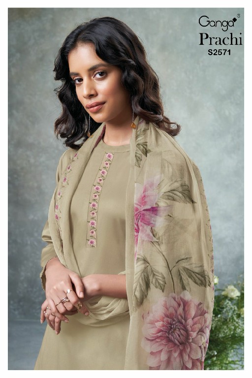 Ganga Prachi S2571 Wholesale Premium Cotton With Neck Embroidery Suits