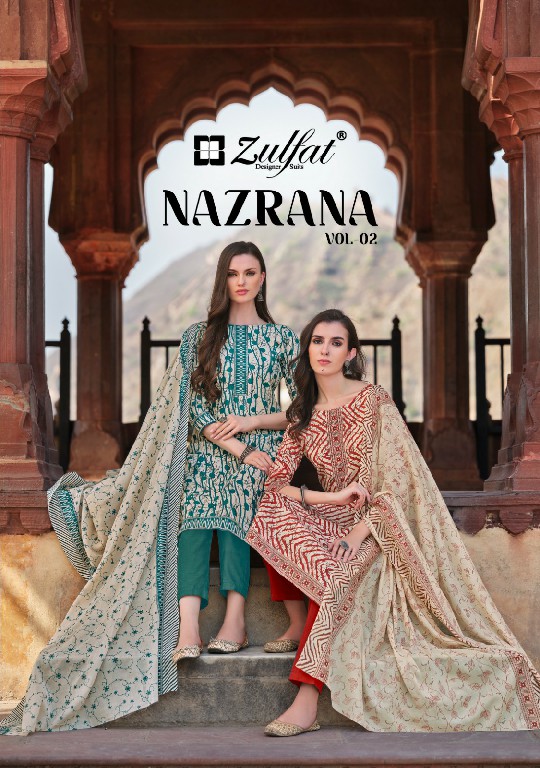 Zulfat Nazrana Vol-2 Wholesale Pure Cotton With Exclusive Print Dress Material