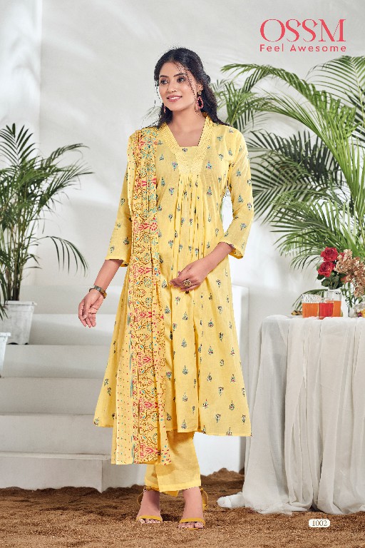 OSSM SUMMER SHADES HIT ETHNIC STYLE ALINE V-NECK FULL STITCH COTTON SALWAR SUIT