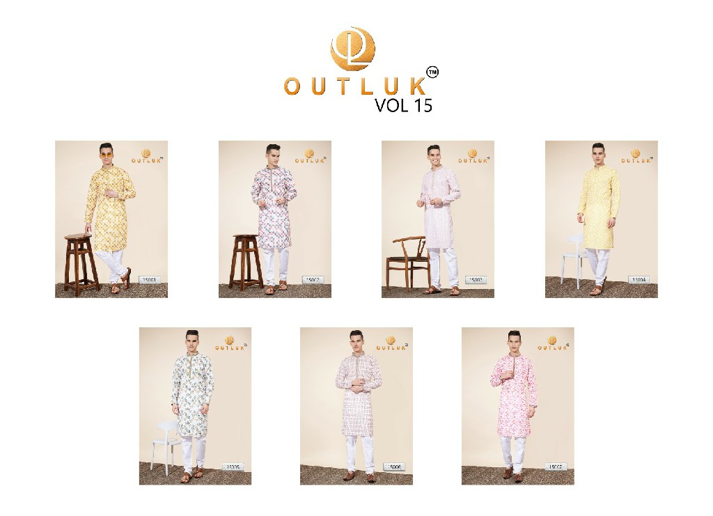 Outluk Vol-15 Wholesale Pintex Lakhnowi Work Kurta With Pajama