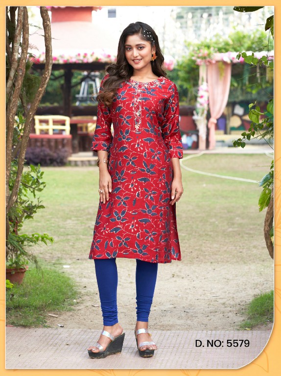 TITLI VOL 3 BY HRU FANCY MODAL PRINT FULL STITCH STRAIGHT CUT LONG KURTI