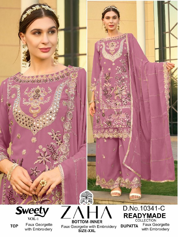 ZAHA SWEETY VOL 1 GEORGETTE 10341 PREMIUM FULL STITCH PAKISTANI SALWAR KAMEEZ