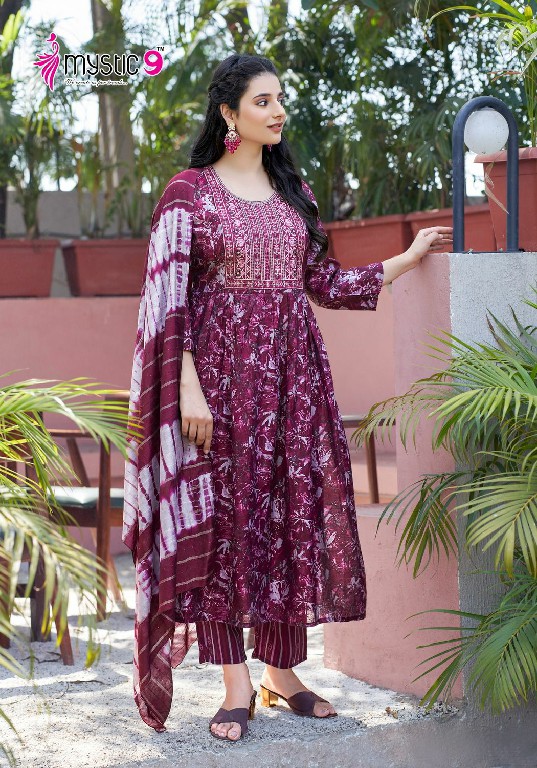 Mystic 9 Malhar Vol-1 Wholesale Chanderi Modal Print Ghera Kurtis With Pant And Dupatta