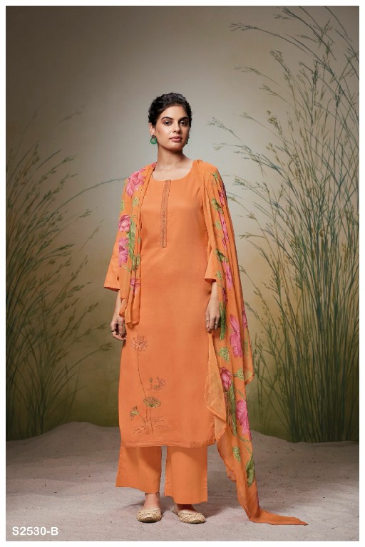 Ganga Madalyn S2530 Wholesale Premium Cotton Silk With Embroidery Salwar Suits