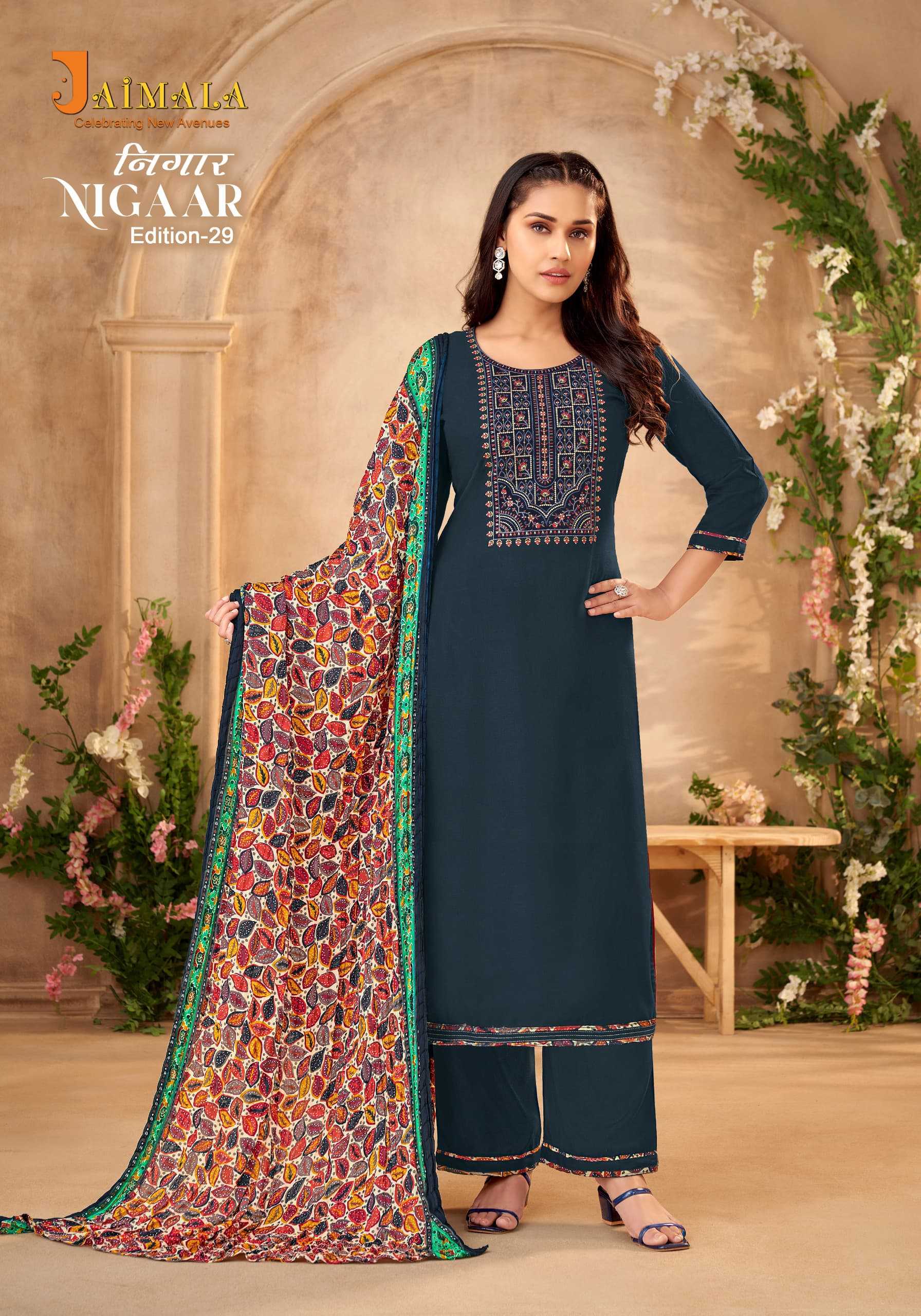 JAIMALA BY ALOK SUIT NIGAAR 29 FANCY RAYON HIT DESIGN EMBROIDERY DIAMOND WORK SALWAR SUIT