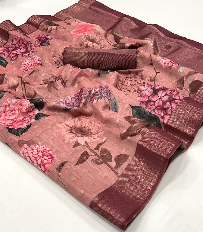 Rajtex Kaffyn Wholesale Printed Handwoven Linen Function Wear Sarees