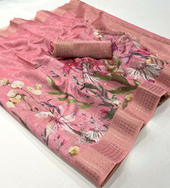 Rajtex Kaffyn Wholesale Printed Handwoven Linen Function Wear Sarees