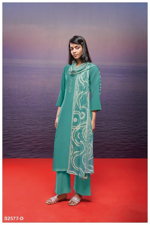 Ganga Abqurah S2577 Wholesale Premium Cotton Silk With Neck Embroidery Suits