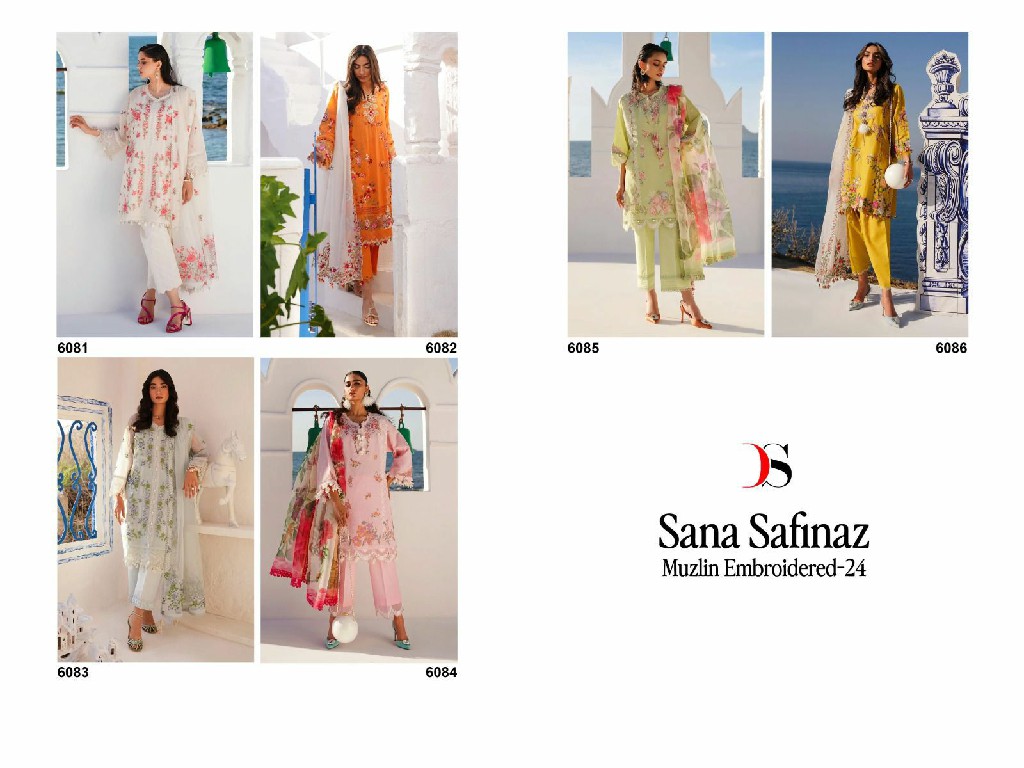 Deepsy Sana Safinaz Muzlin Embroidered 24 Wholesale Indian Pakistani Suits