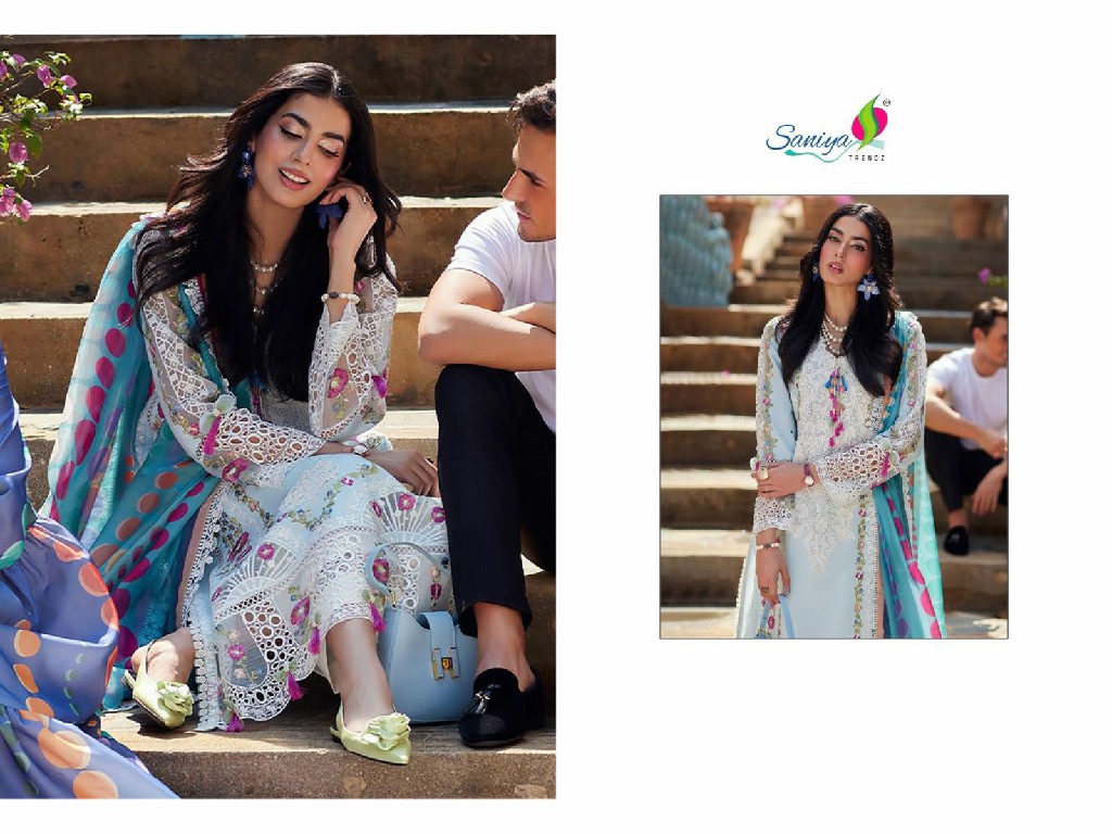 SANIYA TRENDZ MUSHQ VOL 12 COTTON WITH CHIKANKARI EMBROIDERED MODERN PAKISTANI SALWAR SUIT