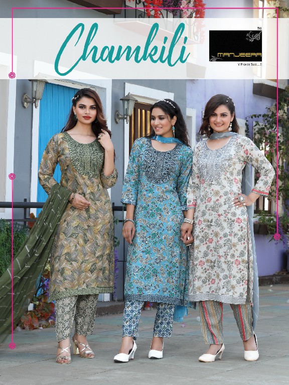 MANJEERA CHAMKILI FANCY CAPSULE FASHIONABLE DESIGN FULL STITCH SALWAR KAMEEZ