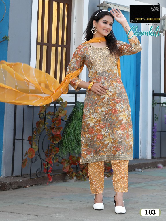 MANJEERA CHAMKILI FANCY CAPSULE FASHIONABLE DESIGN FULL STITCH SALWAR KAMEEZ