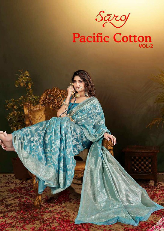 Saroj Pacific Cotton Vol-2 Wholesale Soft Cotton Rich Pallu Sarees