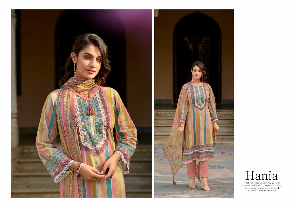 Kilory Hania Wholesale Pure Lawn Cotton With Fancy Lace Salwar Suits