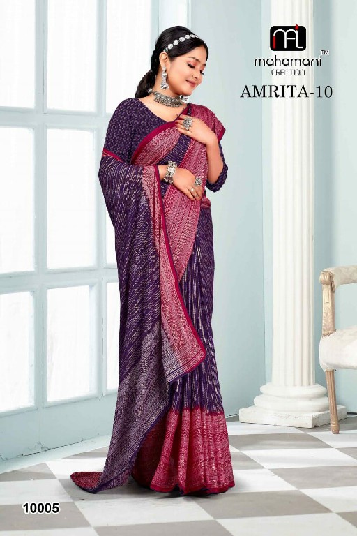 Mahamani Amrita-10 Wholesale Heavy Moss Foil Print Sarees