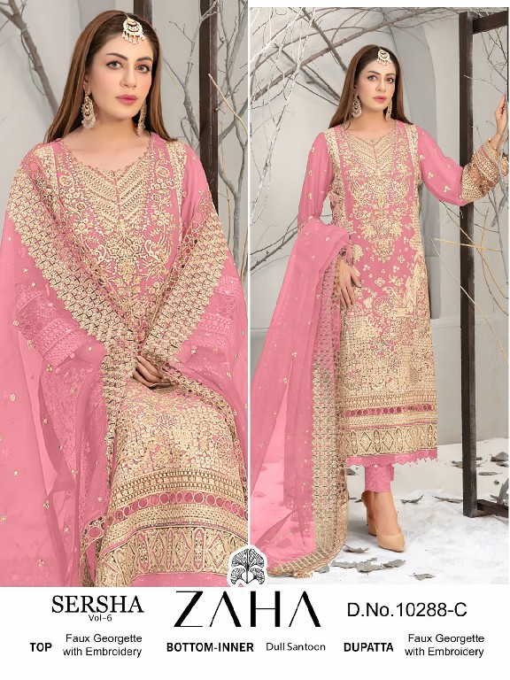 Zaha Sersha Vol-6 10288 Colour Wholesale Indian Pakistani Suits