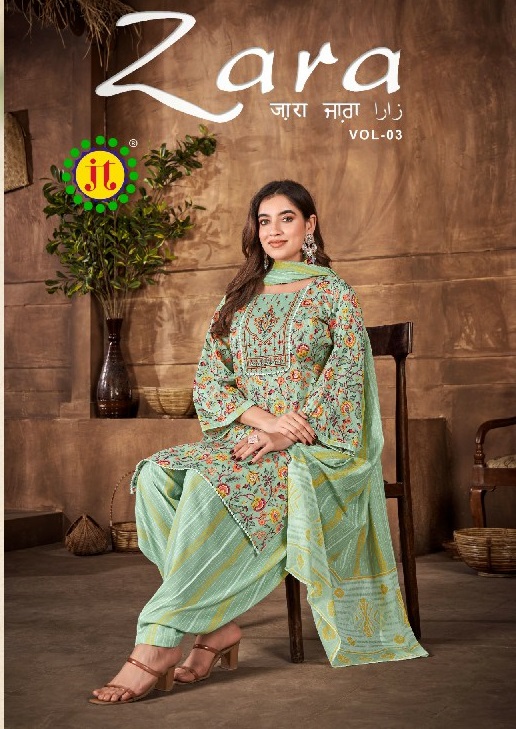 JT Zara Vol-3 Wholesale Premium Embroidery Patiyala Dress Material
