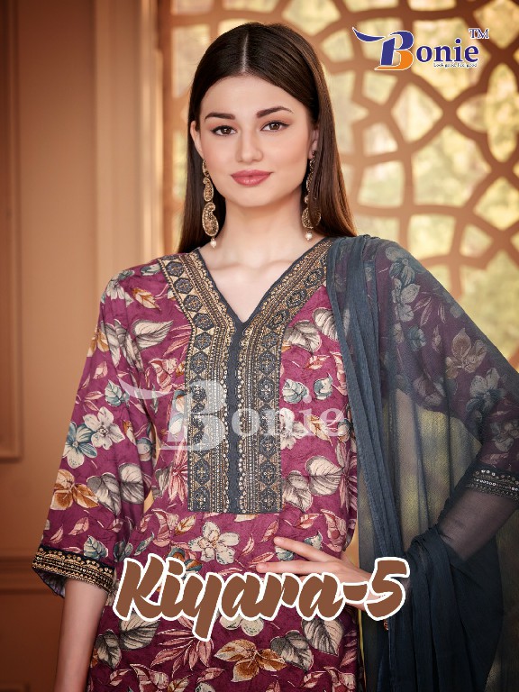 BONIE KIYARA VOL 5 LAUNCH RAYON PRINTS FULL STITCH CLASSY LOOK SALWAR KAMEEZ