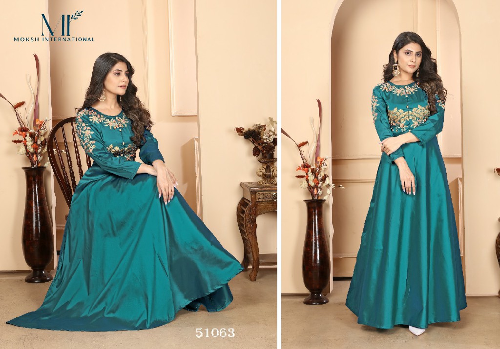 Moksh Armani Vol-1 Wholesale Triva Silk Embroidery Gown Catalog