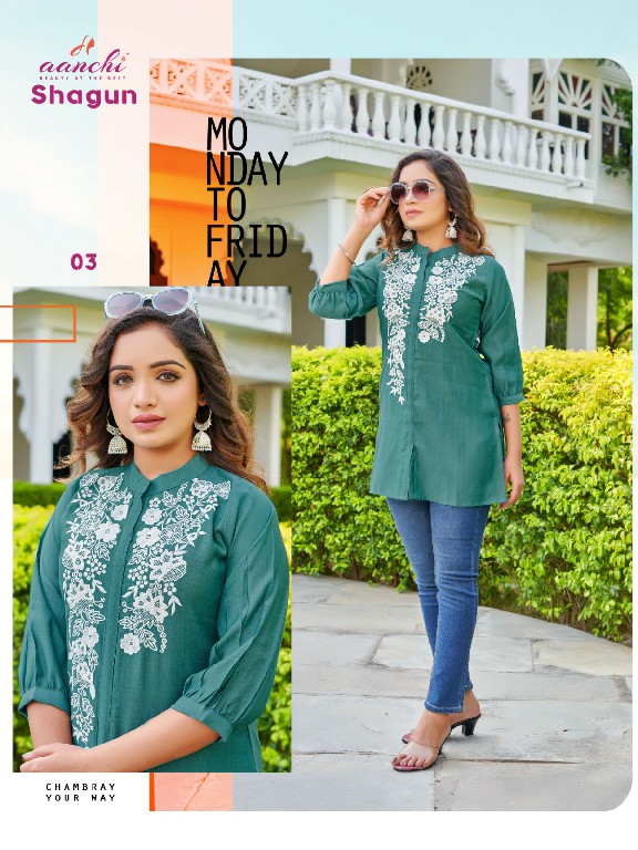 Aanchi Shagun Wholesale Fancy Embroidery Work Short Tops