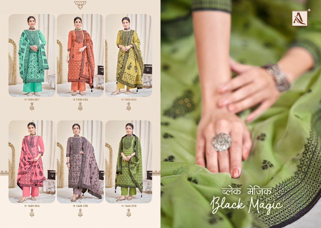 Alok Black Magic Wholesale Pure Hand Weave Jacquard Dress Material