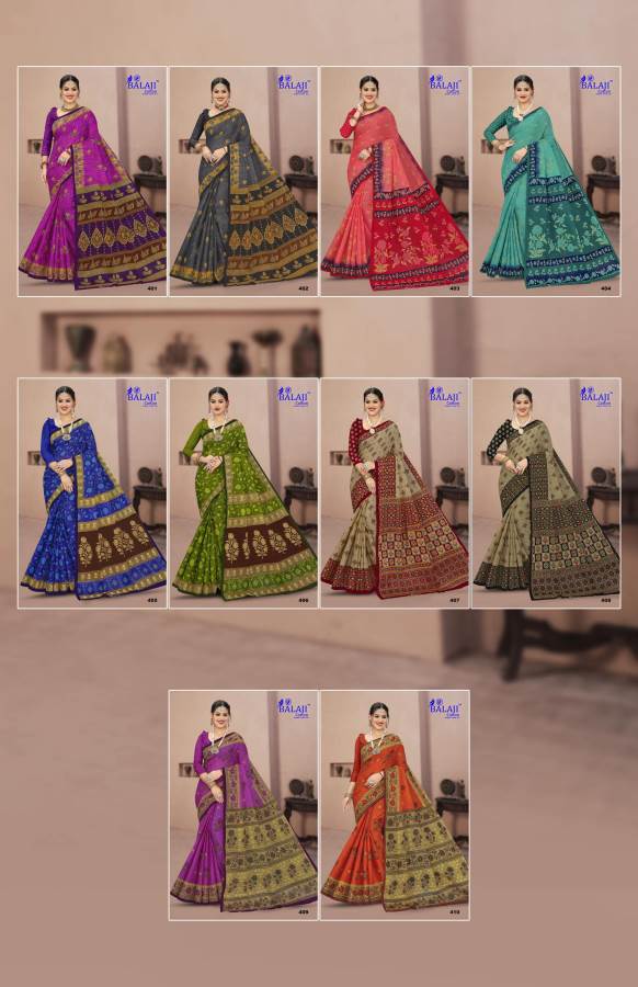 Balaji Prime Beauty Vol-4 Wholesale Pure Cotton Printed Sarees