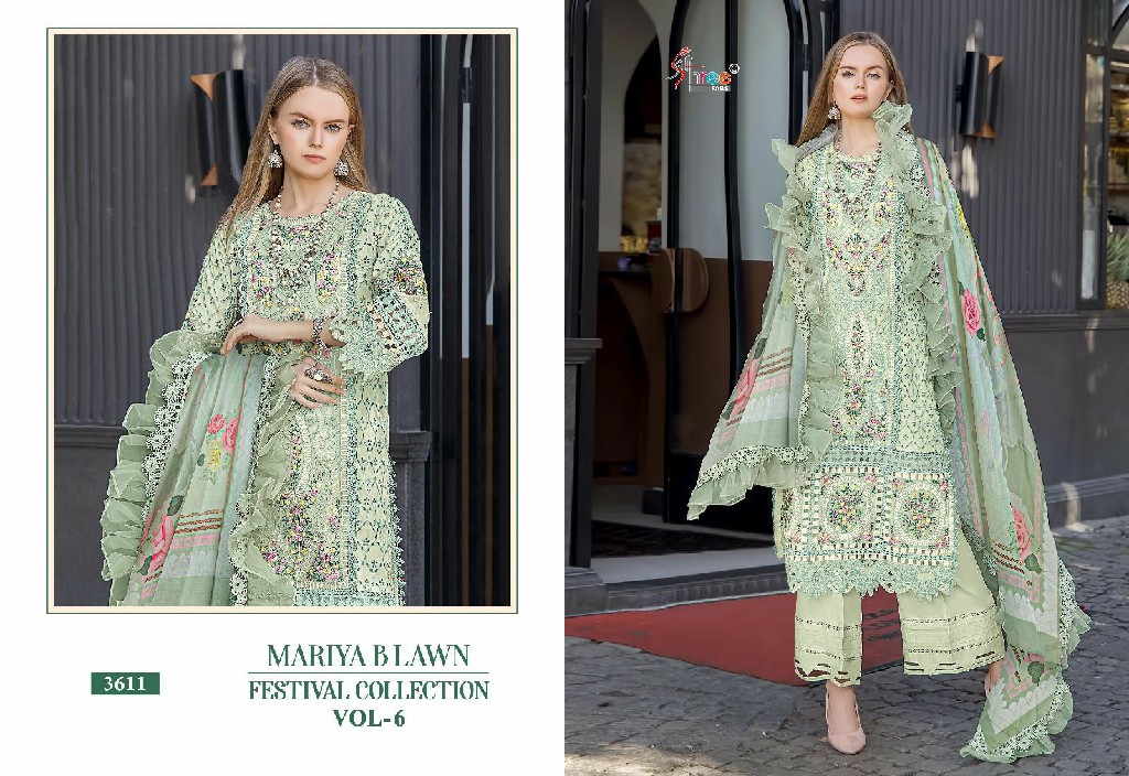 SHREE FAB PRESENT MARIYA B LAWN FESTIVAL COLLECTION VOL-6 COTTON UNSTITCHED PARTY WEAR SALWAR KAMEEZ SUIT