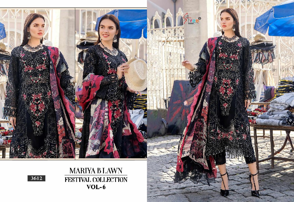 SHREE FAB PRESENT MARIYA B LAWN FESTIVAL COLLECTION VOL-6 COTTON UNSTITCHED PARTY WEAR SALWAR KAMEEZ SUIT