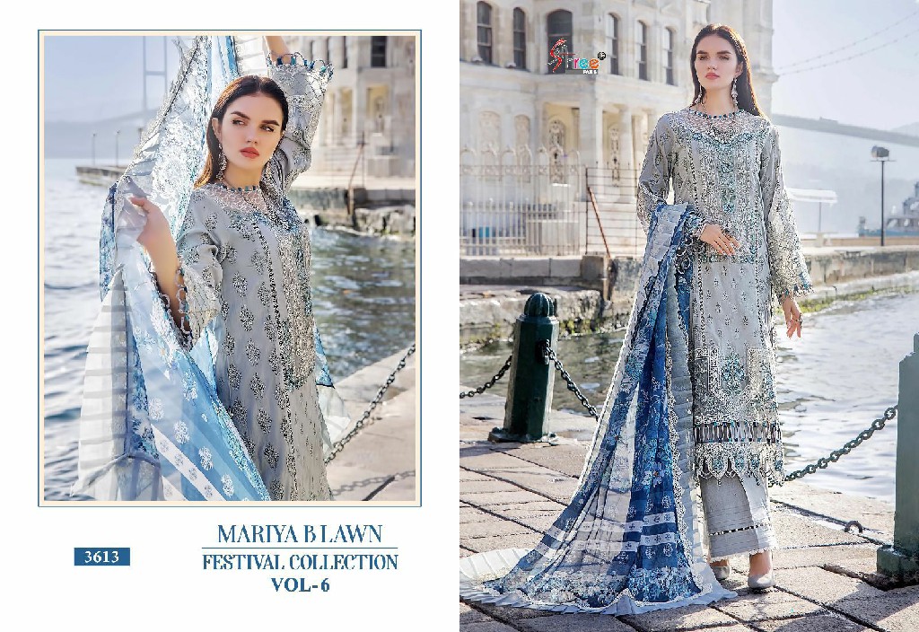 SHREE FAB PRESENT MARIYA B LAWN FESTIVAL COLLECTION VOL-6 COTTON UNSTITCHED PARTY WEAR SALWAR KAMEEZ SUIT