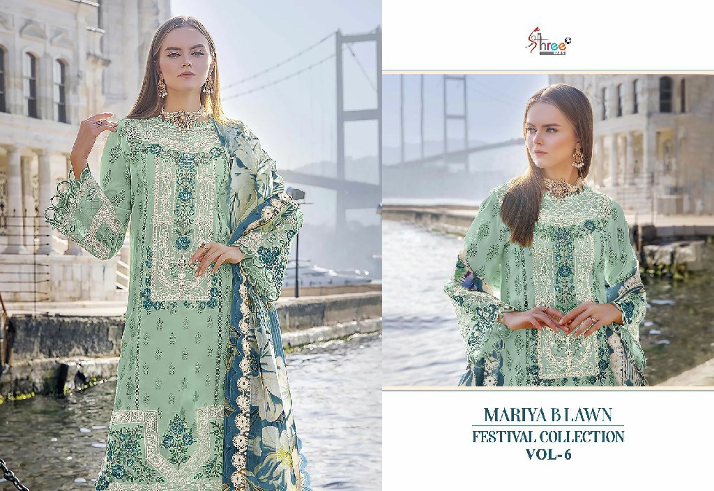 SHREE FAB PRESENT MARIYA B LAWN FESTIVAL COLLECTION VOL-6 COTTON UNSTITCHED PARTY WEAR SALWAR KAMEEZ SUIT