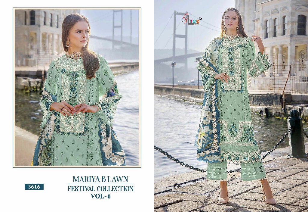 SHREE FAB PRESENT MARIYA B LAWN FESTIVAL COLLECTION VOL-6 COTTON UNSTITCHED PARTY WEAR SALWAR KAMEEZ SUIT