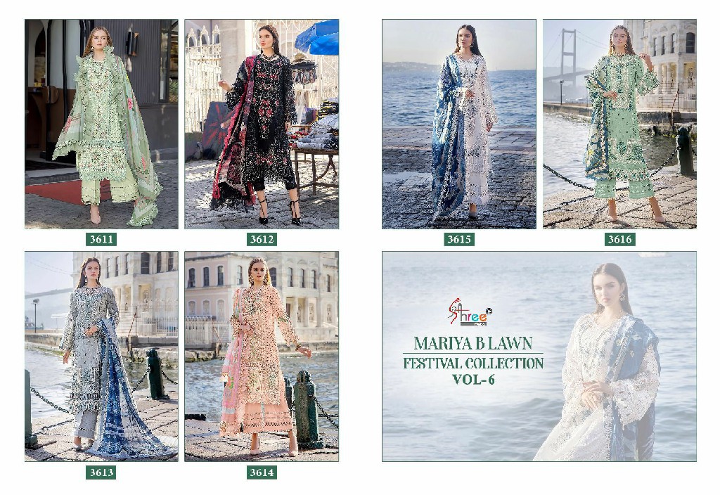 SHREE FAB PRESENT MARIYA B LAWN FESTIVAL COLLECTION VOL-6 COTTON UNSTITCHED PARTY WEAR SALWAR KAMEEZ SUIT