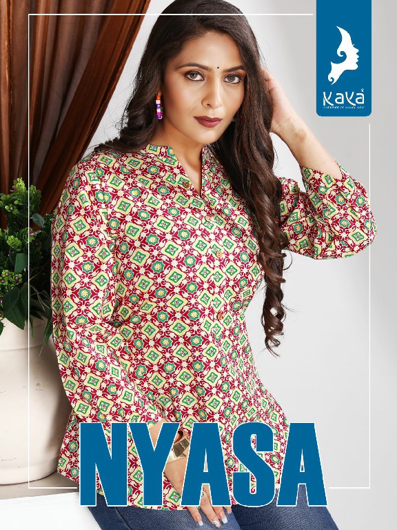 NYASA BY KAYA READYMADE COMFY WEAR COTTON PRINT BIG SIZE FANCY SHORT KURTI