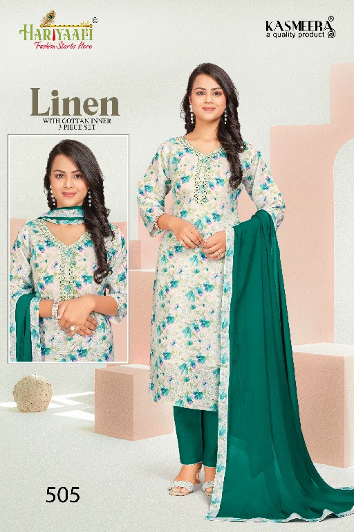 HARIYAALI PRESENTS LINEN VOL 5 FESTIVAL WEAR MIRROR WORK FULL STITCH COMBO SET SALWAR SUIT