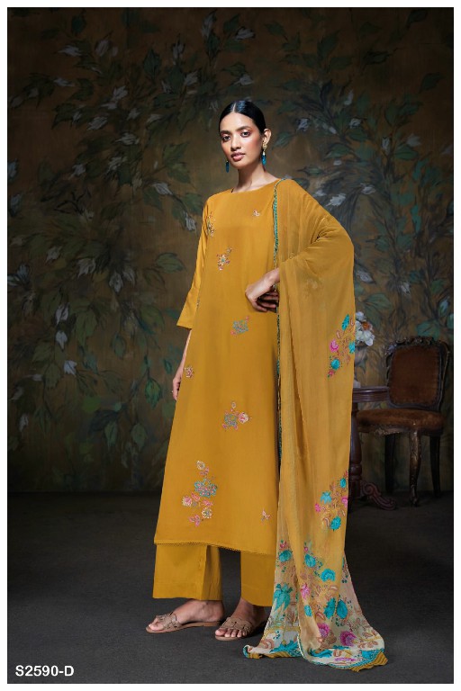 Ganga Hiya S2590 Wholesale Premium Cotton Silk With Embroidery Salwar Suits