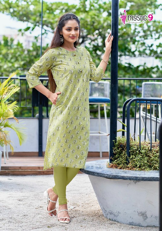 Mystic 9 Summer Cool Wholesale Pure Cotton Cambric Print Long Kurtis Combo