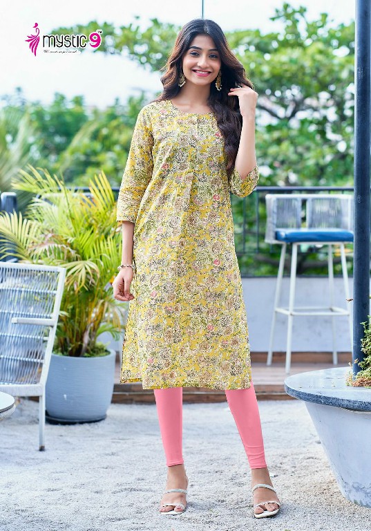 Mystic 9 Summer Cool Wholesale Pure Cotton Cambric Print Long Kurtis Combo