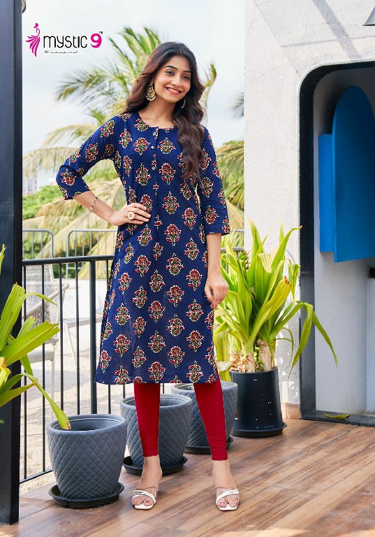 Mystic 9 Summer Cool Wholesale Pure Cotton Cambric Print Long Kurtis Combo