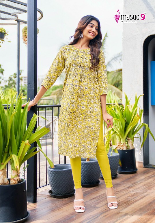 Mystic 9 Summer Cool Wholesale Pure Cotton Cambric Print Long Kurtis Combo