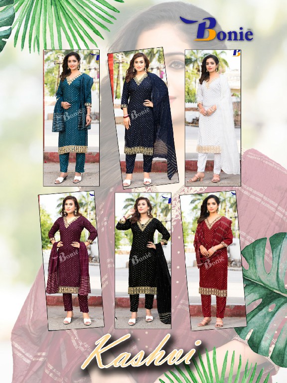 Bonie Kashvi Wholesale 3 Piece Kurti With Pant And Dupatta