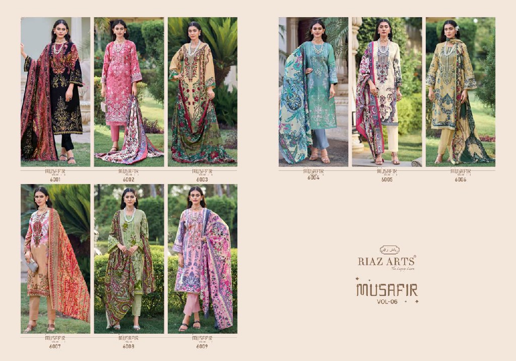 RIAZ ARTS PRESENTS MUSAFIR VOL 6 LAWN PAKISTANI EMBROIDERY NECK DAILY WEAR SALWAR SUIT