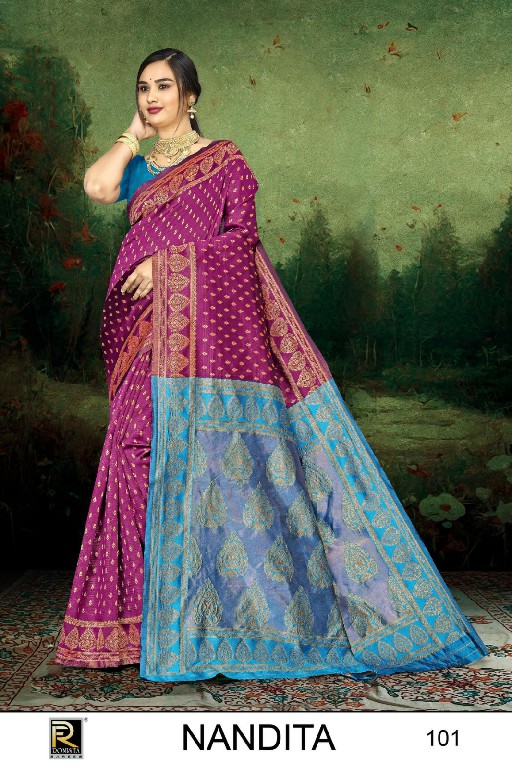 RONISHA NANDITA BY RANJNA SAREE BANARASI SILK PREMIUM FABRICS SUPER HIT COLLECTION SAREES