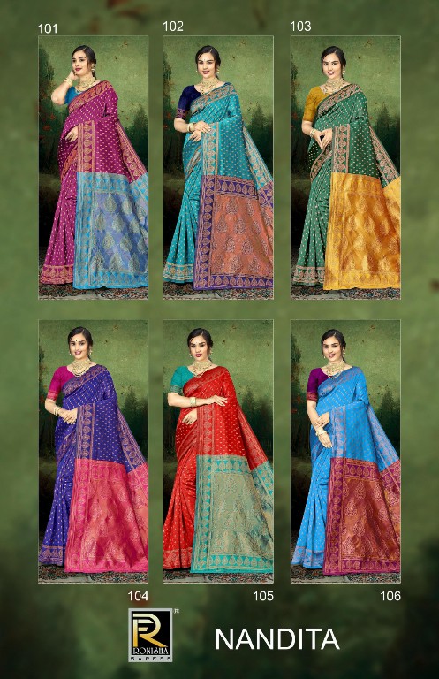 RONISHA NANDITA BY RANJNA SAREE BANARASI SILK PREMIUM FABRICS SUPER HIT COLLECTION SAREES