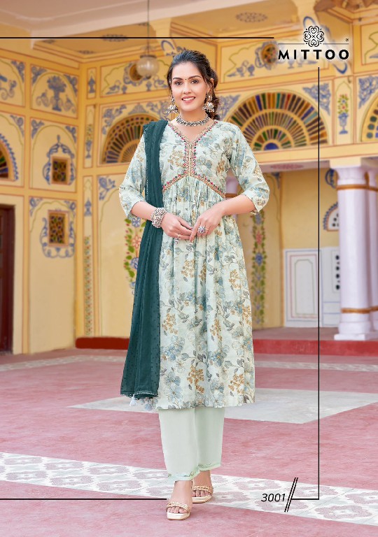 Mittoo Nayantara Wholesale Alia Cut Kurtis With Pant And Dupatta