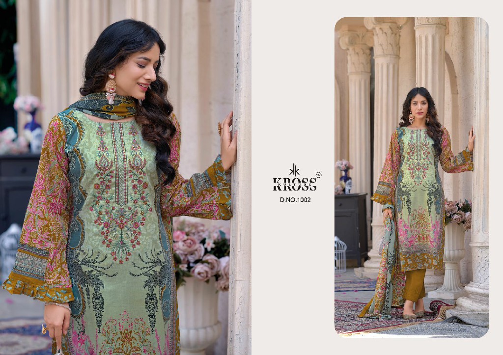 Kross Kulture Naira Wholesale Karachi Print With Embroidery Work Dress Material