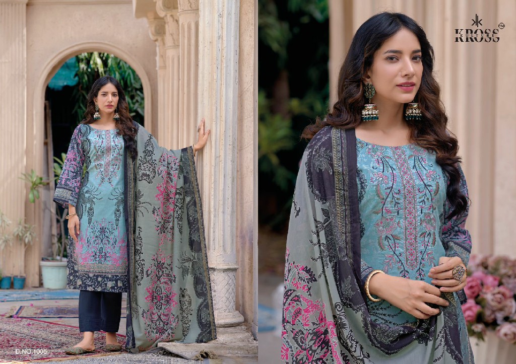 Kross Kulture Naira Wholesale Karachi Print With Embroidery Work Dress Material