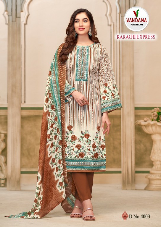 Vandana Karachi Express Vol-4 Soft Cotton Swarovski Work Dress Material